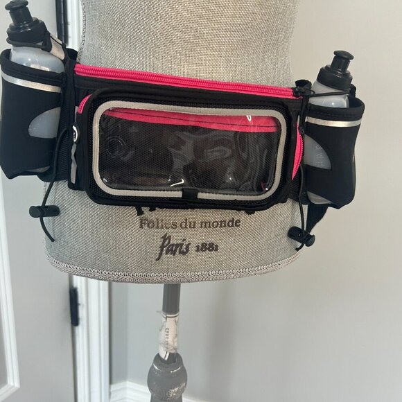 Hydration Running Belt w Water Bottle Holder, iPhone Holder and Zip pockets NWOT - Picture 2 of 5